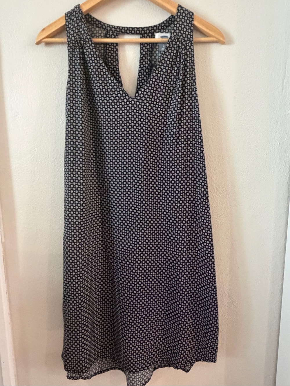 Black & White Floral Keyhole Mini Dress Boho Cottagecore Old Navy L